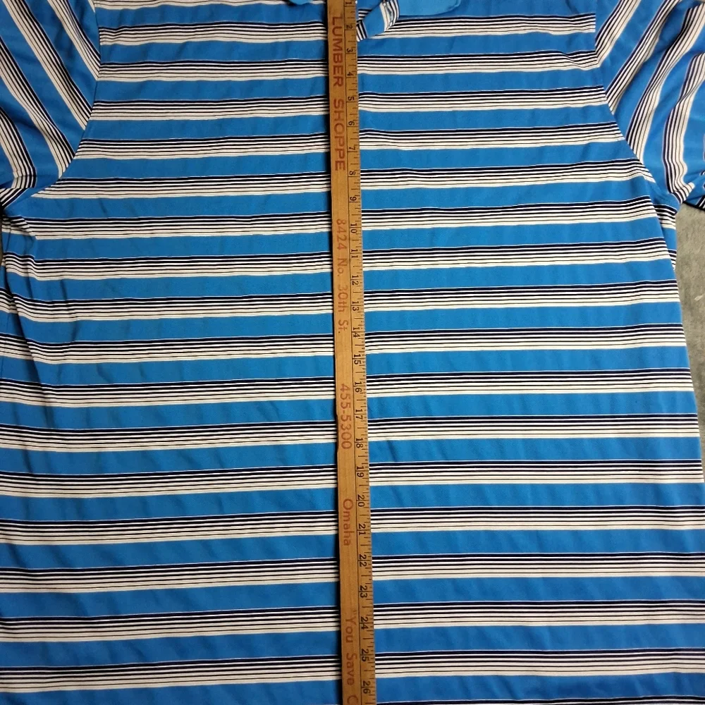 Nike Golf Men’s XXL Dri-Fit Tech Vent Stripe Performance‎ Polo Shirt Blue White